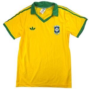 Adidas | Yellow & Green Brasil CBD Throwback Soccer Jersey | Size Large